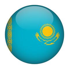 Kazakhstan 3D Rounded Flag with Transparent Background
