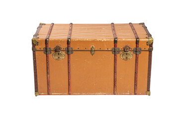 An antique campaign chest isolated on a white background
