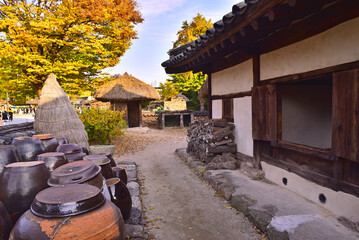 Backyard landscape of an old country house in Korea, 한국의 옛날 시골집 뒷뜰풍경