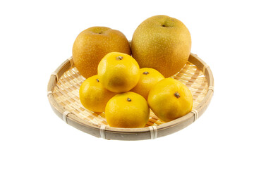 切抜き素材　美味しそうな梨とみかん