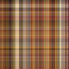 Woodland brown tartan seamless pattern textile. Tonal autumnal forest plaid with organic texture. Background of orange stripe for rough wallpaper. 