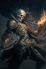 Fototapeta premium Pirate Skeleton Warrior, Fantasy Skel, Concept Art, Character Art, Skeleton Background, Digital Illustration