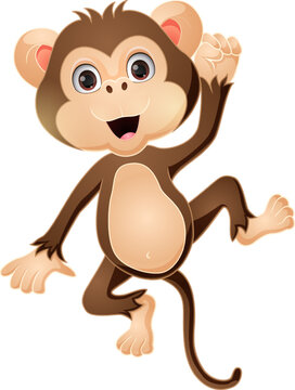 Cute baby monkey cartoon posing