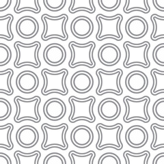 Geometric seamless pattern. Abstract background of geometric shapes. Monochrome circles and crosses. Simple design wallpaper for web design, textile printing and wrapping paper..