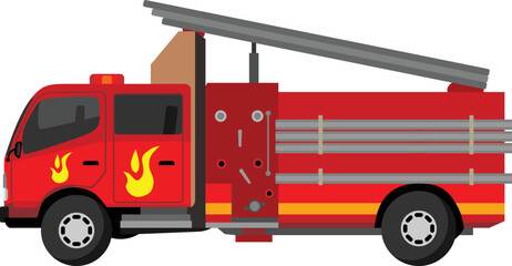 Red Fire Engine Truck Rescue Vector
