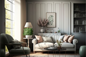 Living Room Interior Scene With Furniture And Living Room Decoration