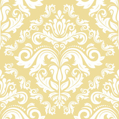 Orient vector classic pattern. Seamless abstract background with vintage elements. Orient yellow and white pattern. Ornament for wallpapers and packaging