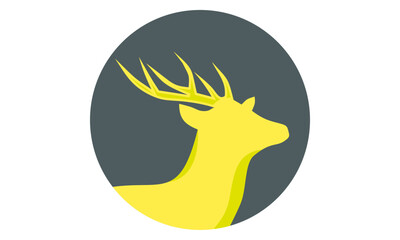 Simple circular deer head silhouette logo design