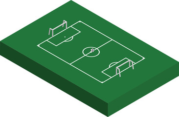 soccer field with football isometric 3d view