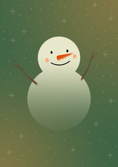Obraz premium Snowman illustration on a green background.