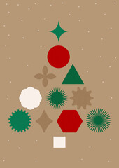 Christmas tree illustration with geometric pattern.