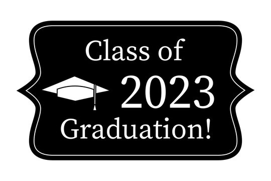 Class off 2023. Education concept. Graduation cap 2023. Vector illustration. stock image.