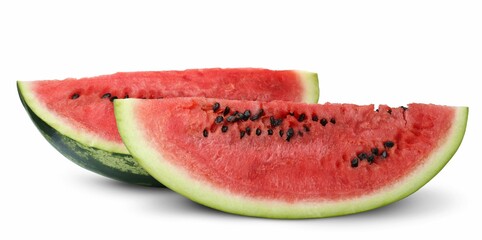 Slices of delicious ripe watermelon isolated on white