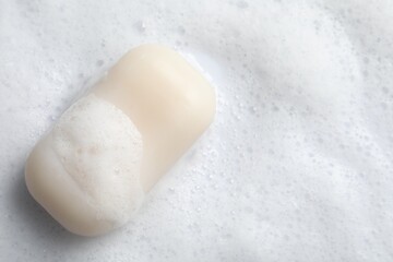 Top view of soap and fluffy foam