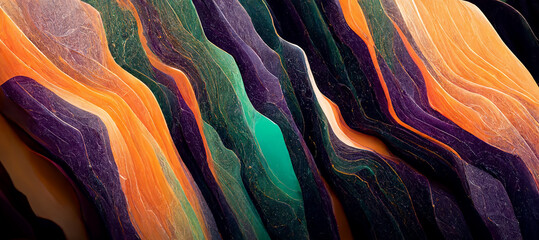 Vibrant abstract  colors wallpaper design, green orange and violet