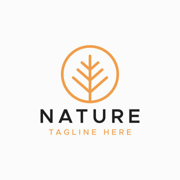 Simple Icon Logo Badge of Nature with Line Style Symbol.