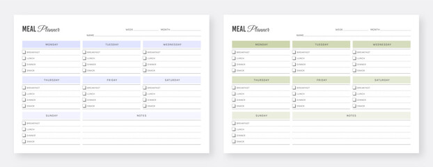 Weekly Meal Planner. Daily Meal Planner. Printable meal planner. Horizontal Planner Template. Horizontal Planner Design. Landscape Planner Template. Meal Tracker, Healthy Planner & Diet Planner.