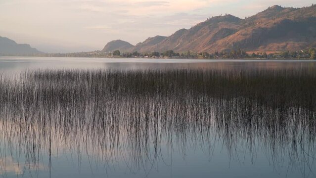 Osoyoos Lake Morning Calm 4K UHD. A quiet morning on Osoyoos Lake, British Columbia, Canada. 4K. UHD.
