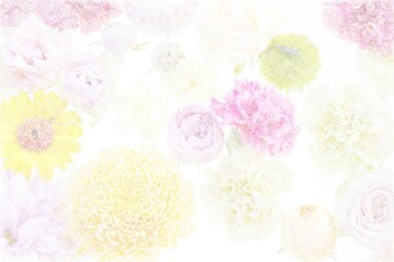 Fiber texture background with colorful flowers