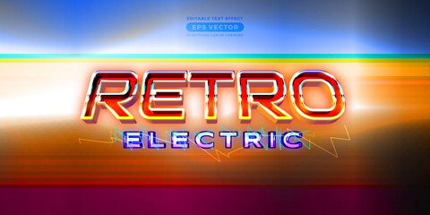 Retro electric editable text effect style with vibrant theme concept for trendy flyer, poster and banner template promotion