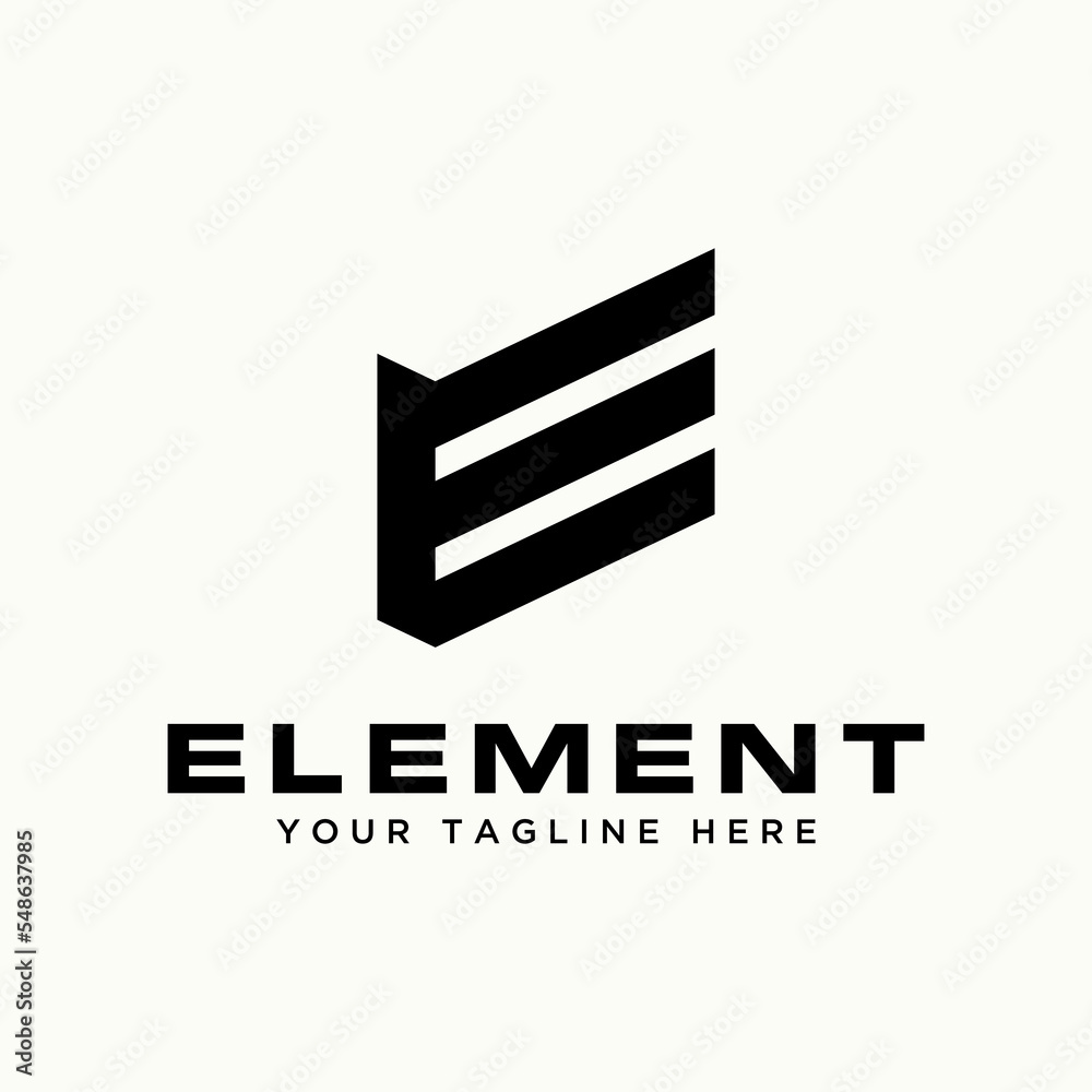 Poster Simple and unique letter or word E font on 3D shape image graphic icon logo design abstract concept vector stock. Can be used as symbol related to initial or Monogram