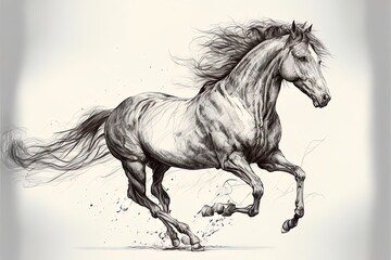 Obraz na płótnie Canvas Hand Drawn Horse Outline Illustration
