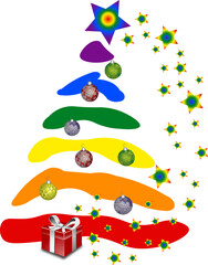 spacial rainbow christmas tree vector for printing