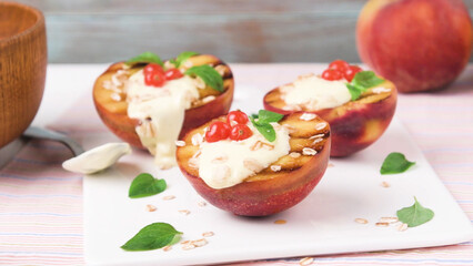 Grilled peaches dessert