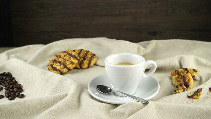 White coffee cup with coffee