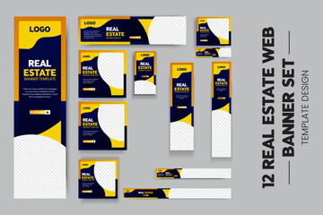 Real estate ads web banner template set, Social media marketing ads banner Bundle