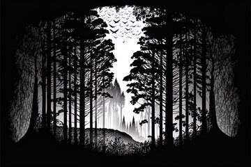 Silhouette Shadow Of Forest Scene