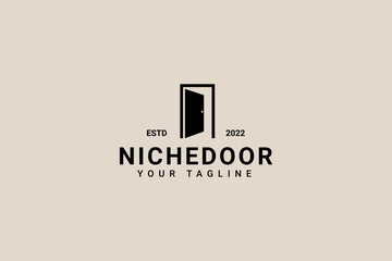 Niche Door Hipster Vintage Logo Vector Icon Illustration