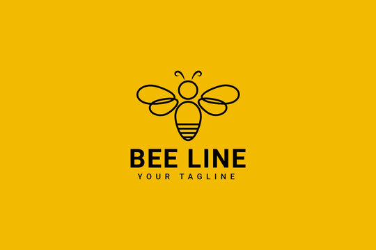 Cartoon Line Art Honey Bee Bumblebee Logo