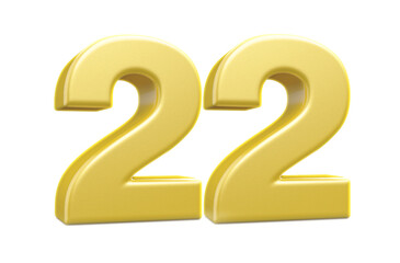 Naklejka premium 3d numbers 22 golden render