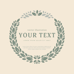green circle laurel wreath with thick leaf frame for award decoration, monogram, certificate and text decoration element