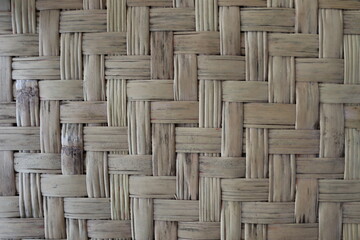 Close up of brown woven bamboo background, Basket weave texture.