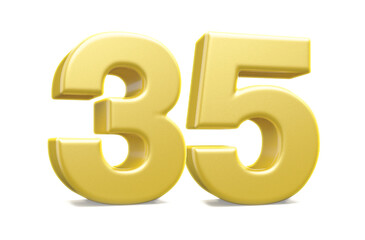 3d numbers 35 golden render