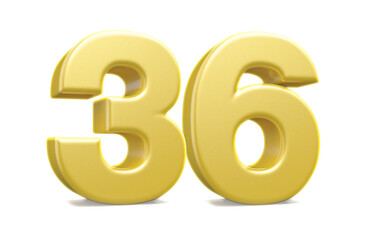 3d numbers 36 golden render