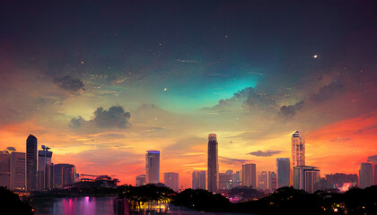 Singapore cityscape night sky