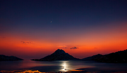 Fototapeta na wymiar Tuekish night sky lake mountain