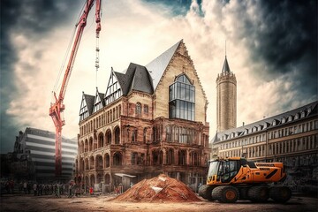 Obraz premium Construction Works In Frankfurt Downtown Germany
