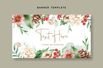 beautiful watercolor floral background with flower and ornamen Christmas