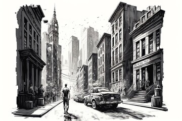Sketch City Street Illustration