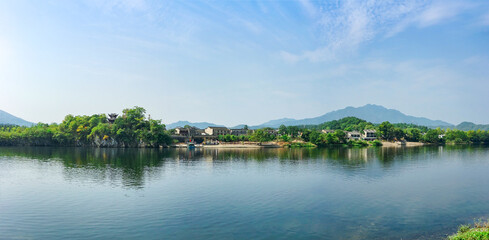 Fototapeta na wymiar Peach Blossom Pool, Jing County, Xuancheng City, Anhui Province, China, is a famous tourist resort.