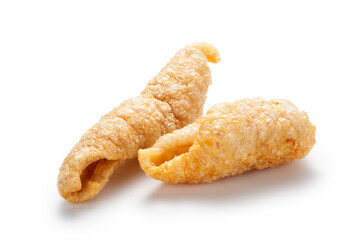 fried pork rinds isolated on white background