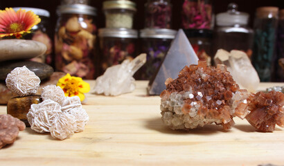 Incense Cones and Desert Rose Rocks on Meditation Table