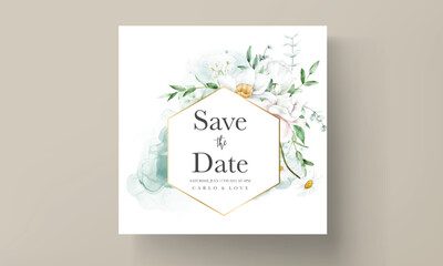 Fototapeta na wymiar Wedding white floral invitation template