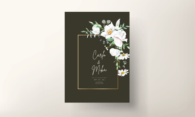Wedding white floral invitation template