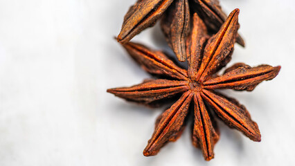 star anise on a white background