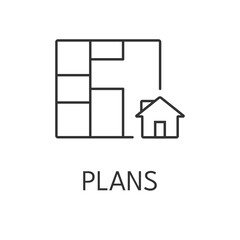 Plans icon outline. Real estate simple vector illustration